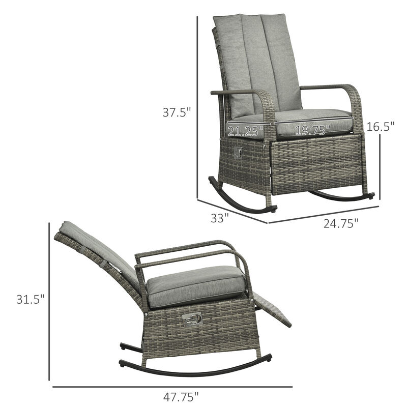 Hivvago Patio Wicker Rocking Chair with 135&deg; Reclining Backrest image number 2