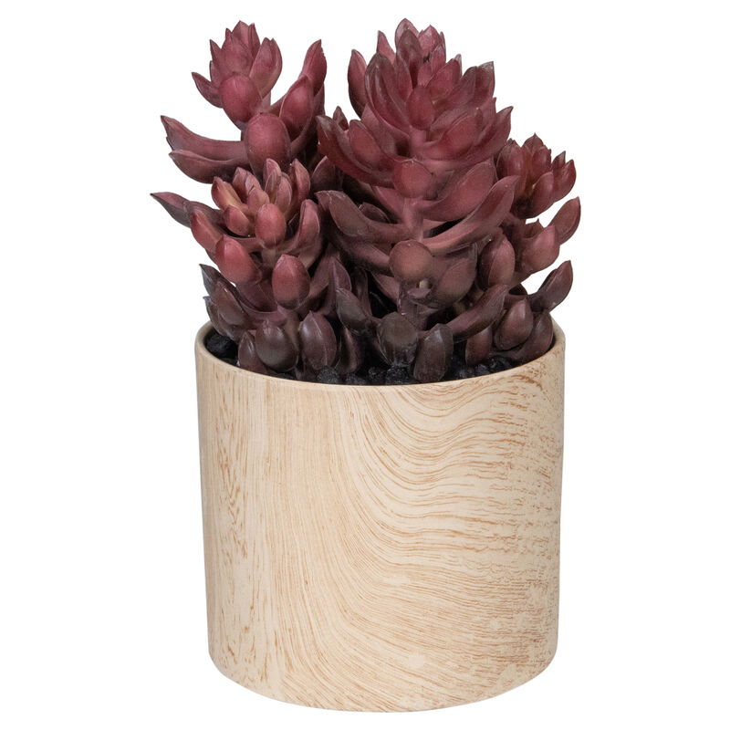 7" Purple Artificial Succulent in Faux Wood Pot