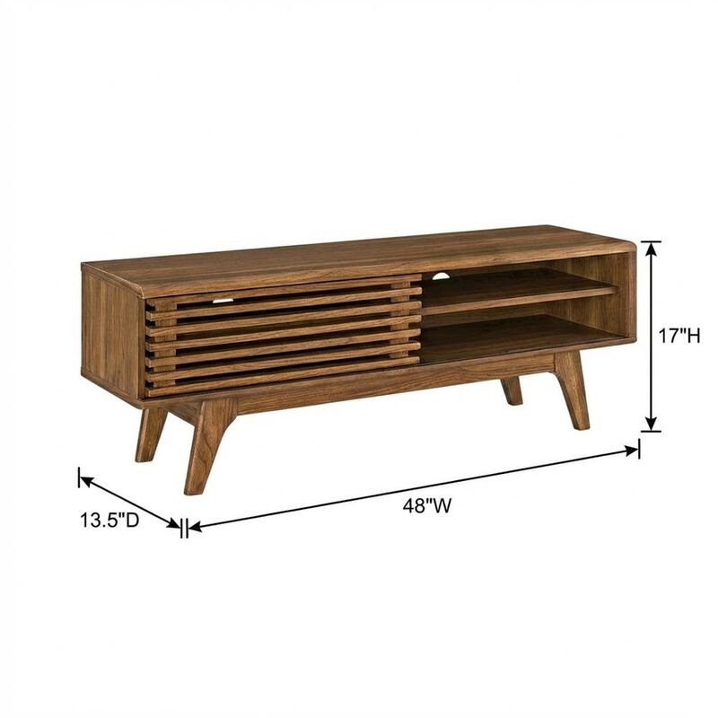 Wooden Brown TV Stand with 48-Inch Width and Sleek Design image number 2