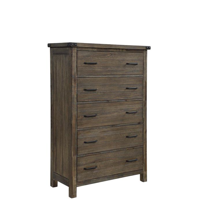 New Classic Furniture Furniture Galleon Solid Wood 5-Drawer Bedroom Chest in Walnut