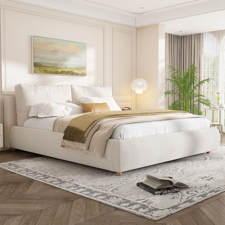 Christopher Knight Home Daley Upholstered Platform Bed with Removable Pillow Headboard
