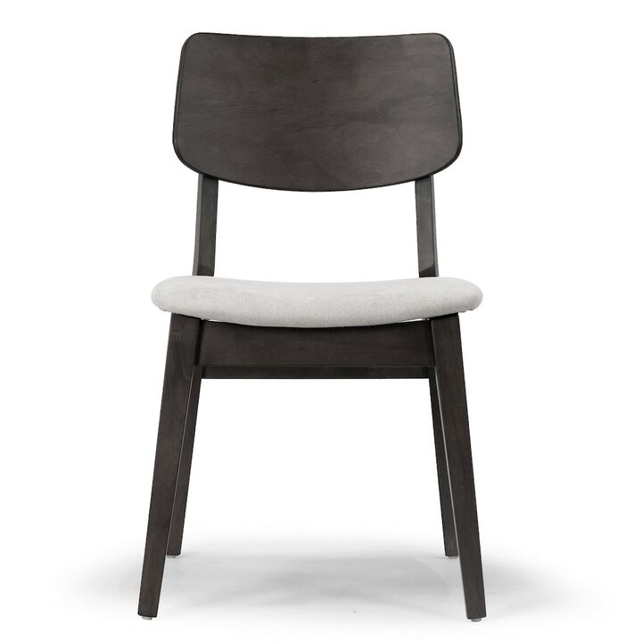Glamour Home Set of 2 Astin Black Wood Chair with Light Gray Fabric Seat