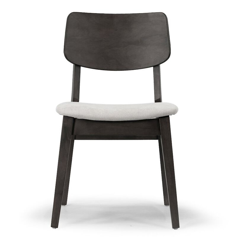 Glamour Home Set of 2 Astin Black Wood Chair with Light Gray Fabric Seat