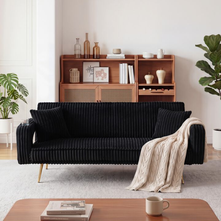 Durp 74 Inch Corduroy Sleeper Sofa Bed