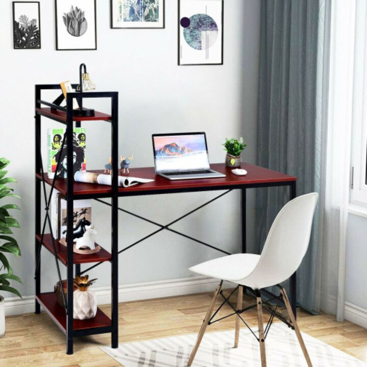 47.5 Inch Computer Desk With 4-Tier Shelves