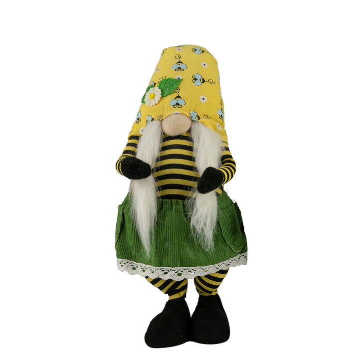 19.25" Girl Bumblebee and Daisy Hat Springtime Gnome