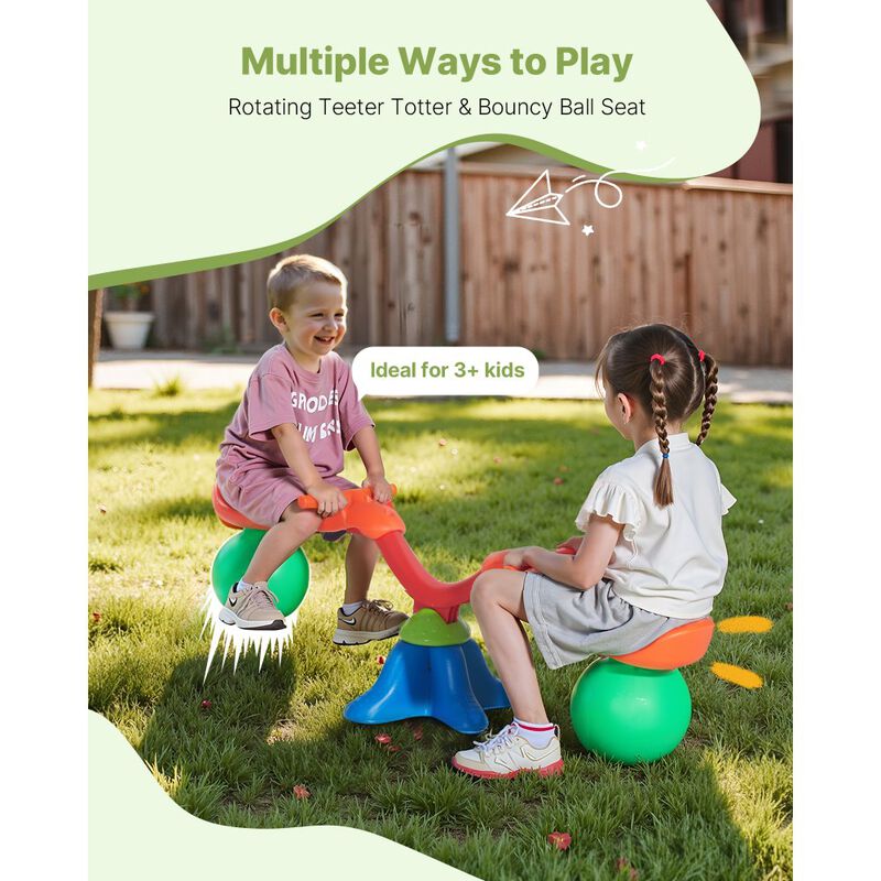Outdoor Kids Seesaw Sit & Spin, Swiveling Teeter Totter with Handles, Ages 3+ image number 4
