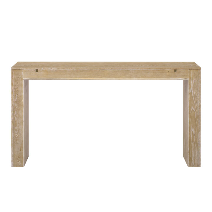 Whisen 60" Modern Farmhouse Console Table with 2 Concealed Drawers, MDF Solid Wood Veneer, Waterfall Edge for Living Room Entryway Hallway
