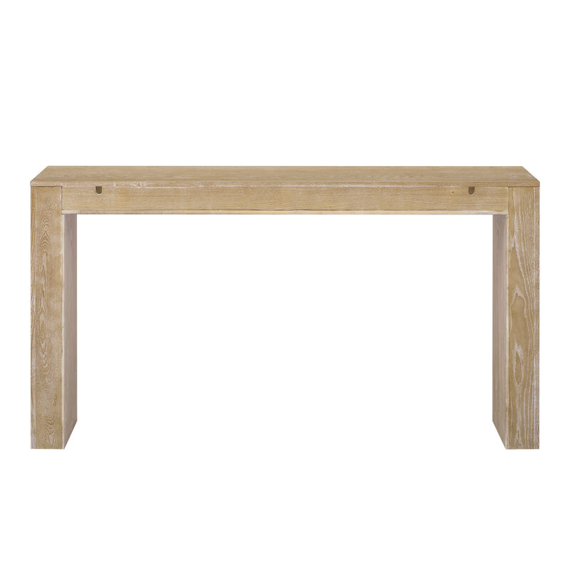 Whisen 60" Modern Farmhouse Console Table with 2 Concealed Drawers, MDF Solid Wood Veneer, Waterfall Edge for Living Room Entryway Hallway image number 0