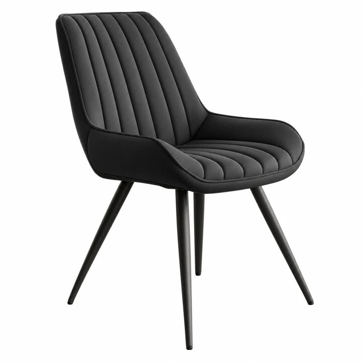 Modern Ribbed Fabric Upholstered Dining Chair Set of 4