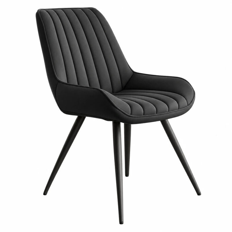 Modern Ribbed Fabric Upholstered Dining Chair Set of 4 image number 0