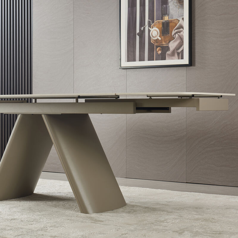 Retractable Imitation Sintered Stone Table,Heat Resistant Scratch proof Heavy Duty Carbon Steel Base for Home,Kitchen,Living Room image number 9