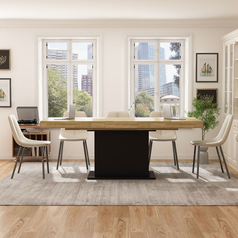 78.7 in. Width, Rectangle Wooden Grain Top & Black Bottom, Home Office Desk, Computer Desk, Writing Desk