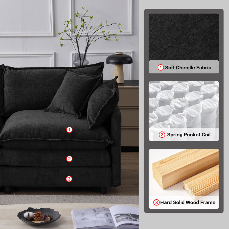 Jegfli Chenille Modular L-Shaped Sectional Sofa image number 4