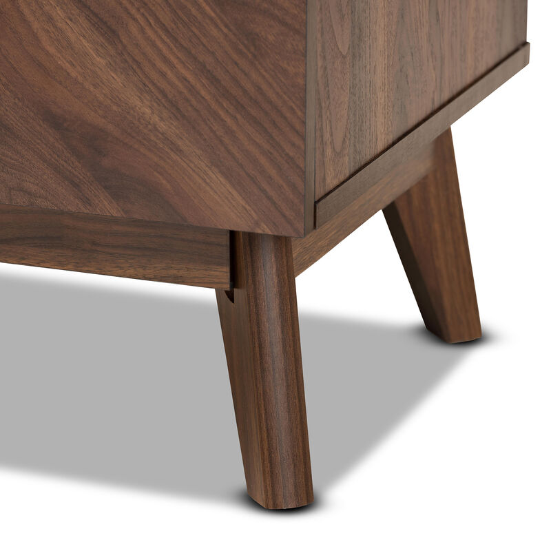 Baxton Studio Hartman Mid Century Modern Walnut Brown Finished Wood 2 Drawer Nightstand