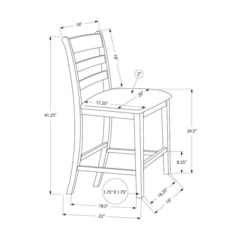 Dining Chair, 44" Height, Counter Height, Set Of 2, Transitional