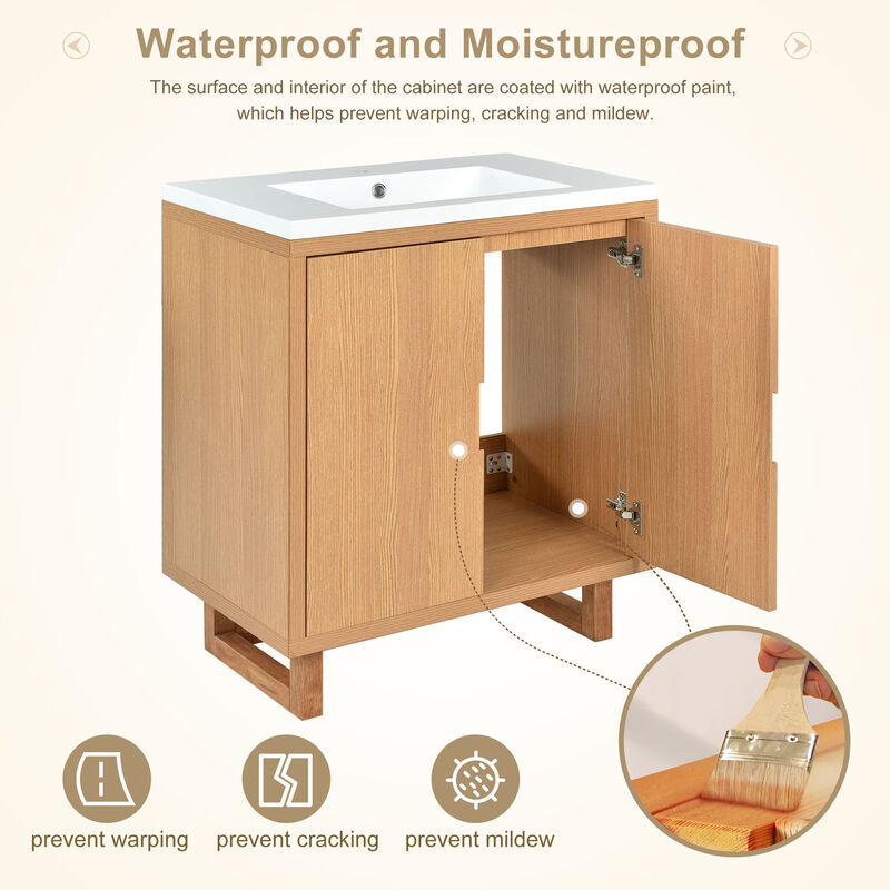 Modern 30-Inch Bathroom Vanity with Solid Wood Frame