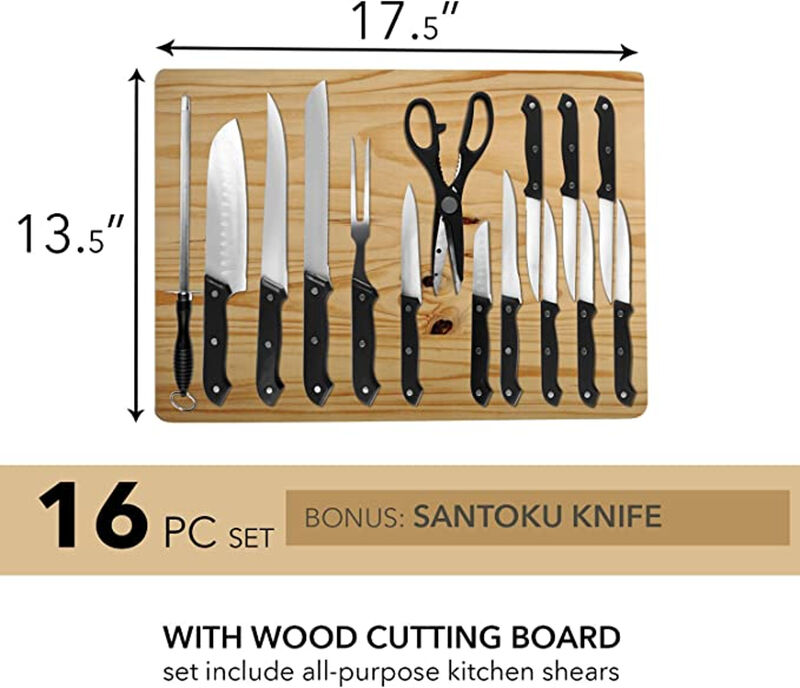Cutlery Set with Jumbo Cutting Board - 16 pc. Set
