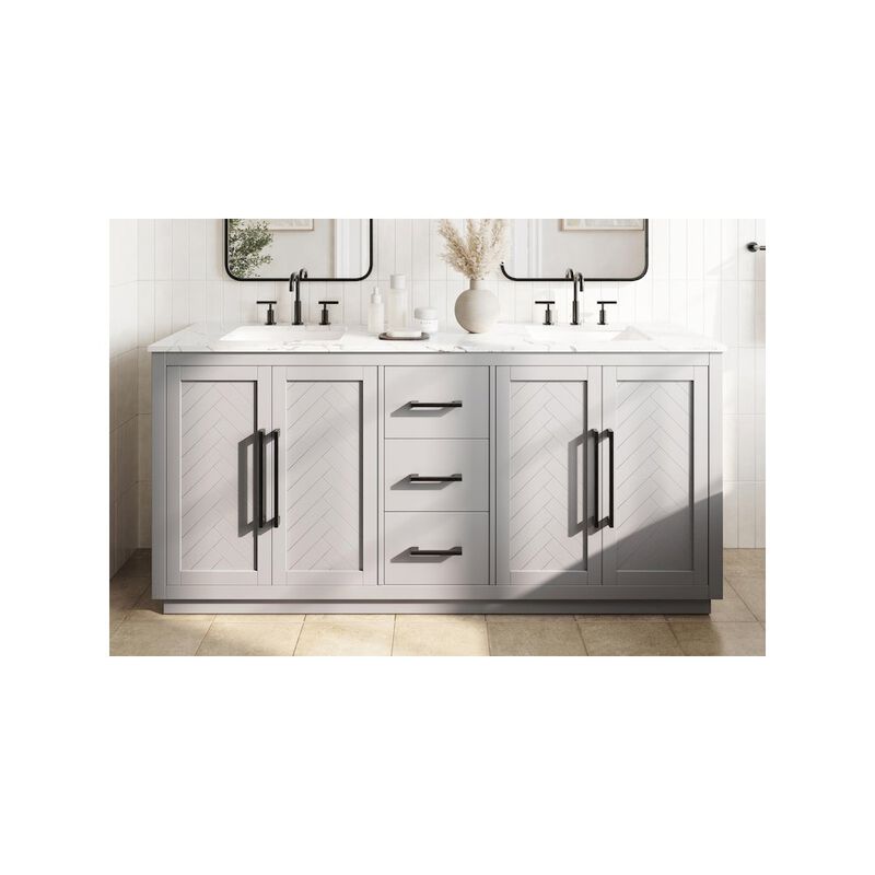 Elegant Kitchen and Bath 72 inch Double Bathroom Vanity in Grey