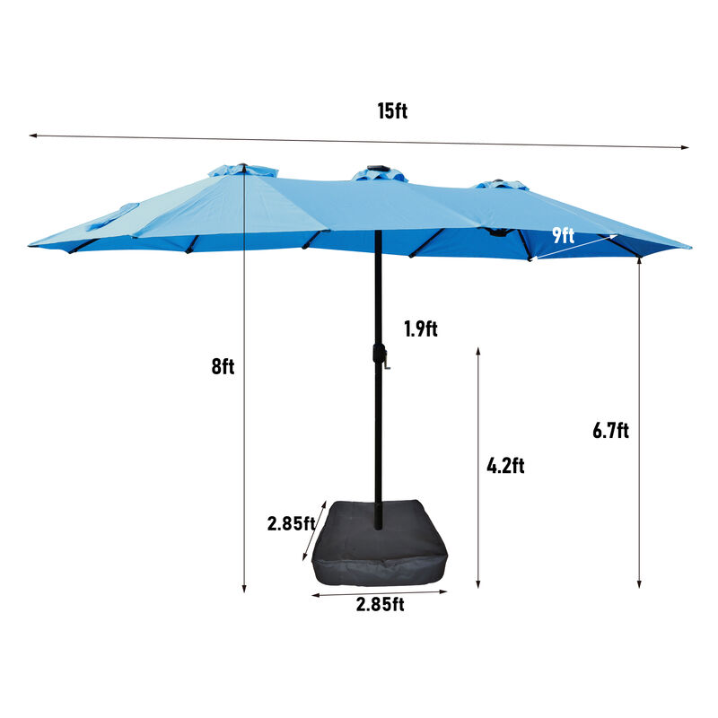Double-Sided Rectangular Outdoor Twin Patio Umbrella image number 9