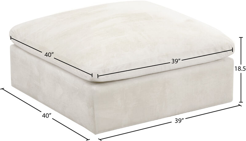 Meridian Furniture Cozy Cream Velvet Ottoman