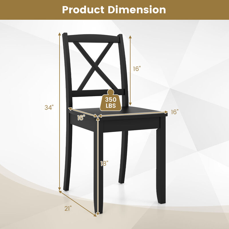 Hivvago Wood Dining Chair Set of 2 with Rubber Wood Legs and Curved Backrest image number 2