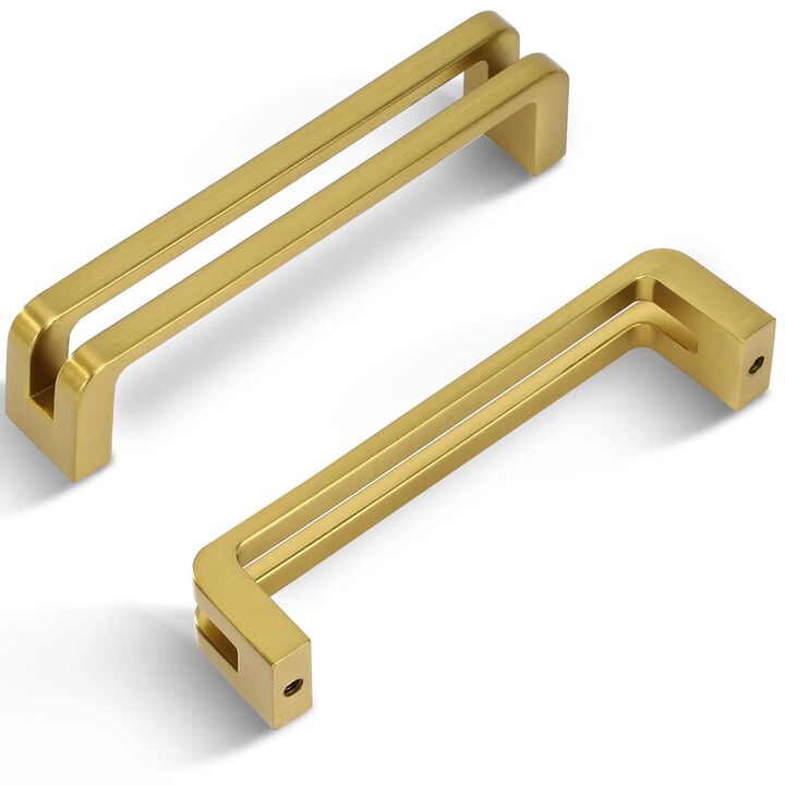 Vicycmc 3-3/4 Inch(96mm) Hole Center Brushed Gold Zinc Alloy Solid Cabinet Pulls,Dresser Cabinet Handles Luxury Cabinet Pull Har