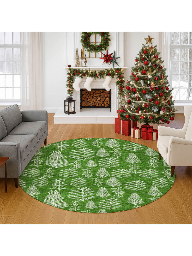 Merry & Bright MY21 Green 8' Round Rug