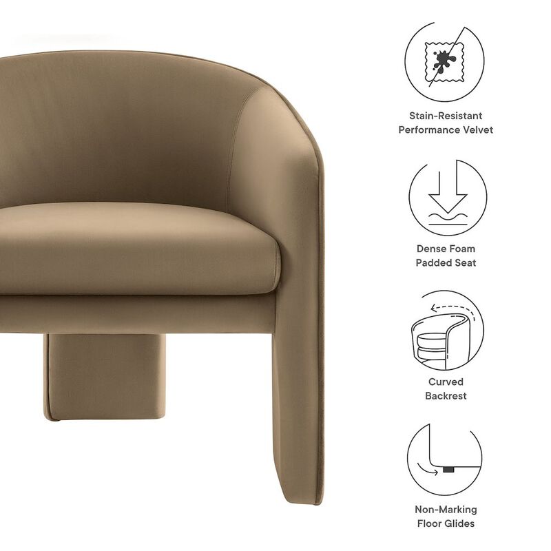 Greer Performance Velvet Upholstered Accent Armchair image number 2