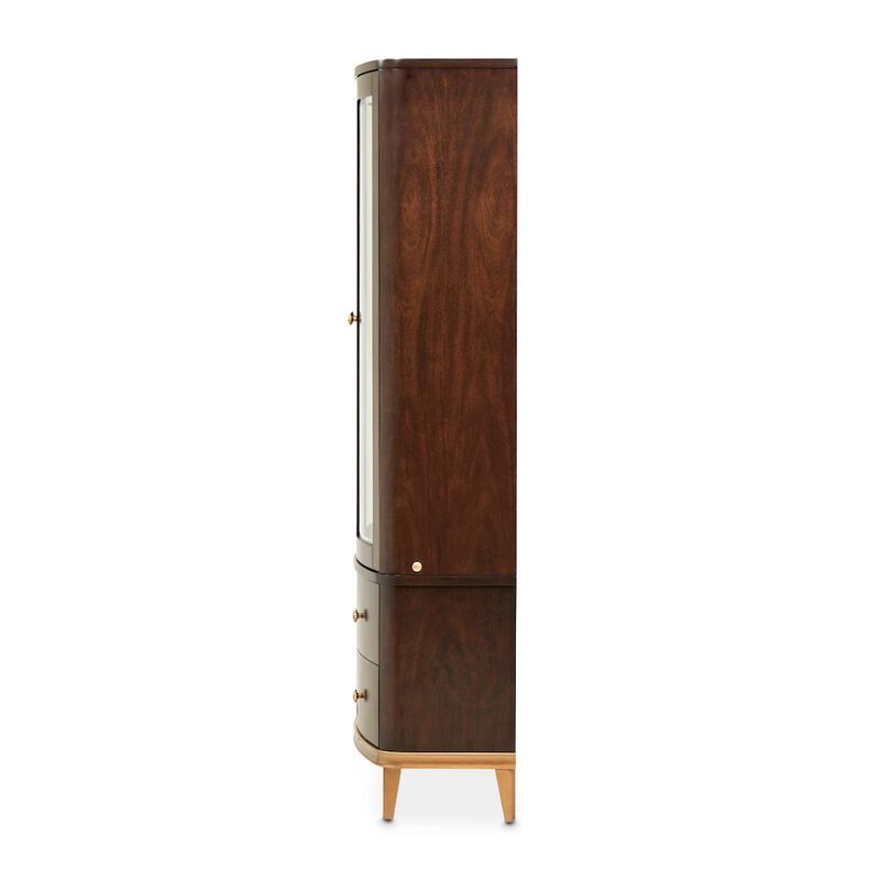Michael Amini Camellia Field Display Cabinet - Warm Pecan