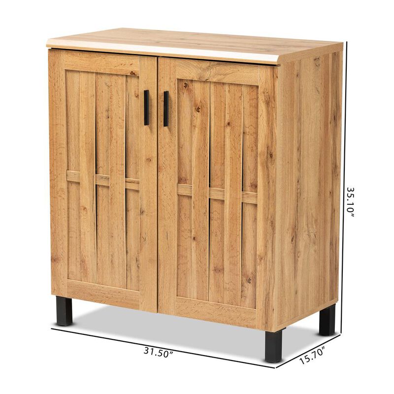 Baxton Studio Excel Modern and Contemporary Oak Brown Finished Wood 2-Door Storage Cabinet