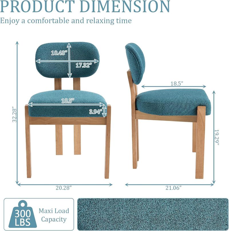 Envelor Farmhouse Chenille Upholstered Cane Leg Dining Chair, Set of 2 image number 1