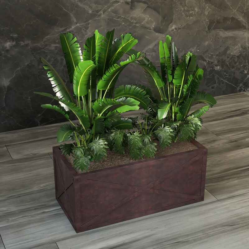 Leisuremod Bonsai Series Rectangle Fiberglass and MgO Clay Planter in Grey