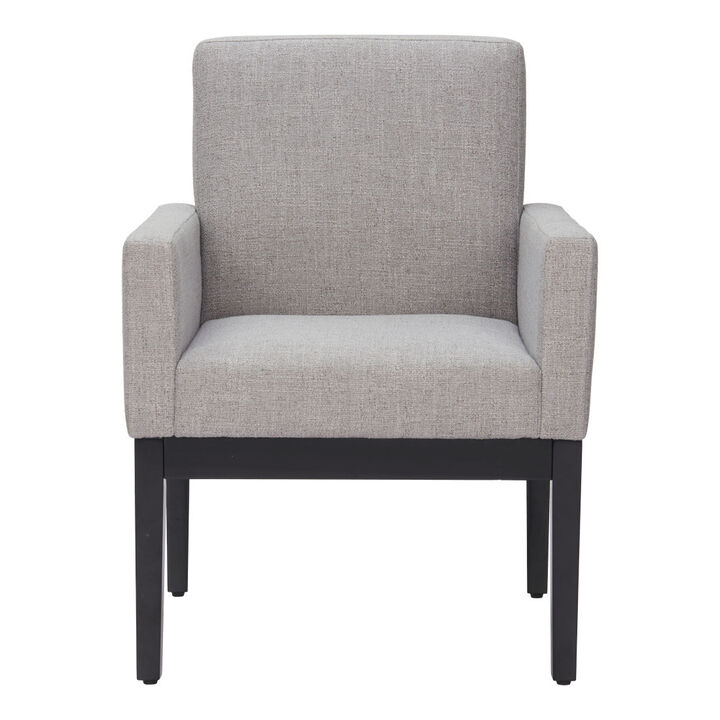 HomeRoots Gray and Black Upholstered Dining Arm Chair