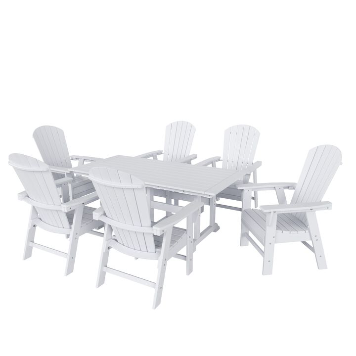 WestinTrends 7 Piece Outdoor Patio Dining Table and Adirondack Armchair Set