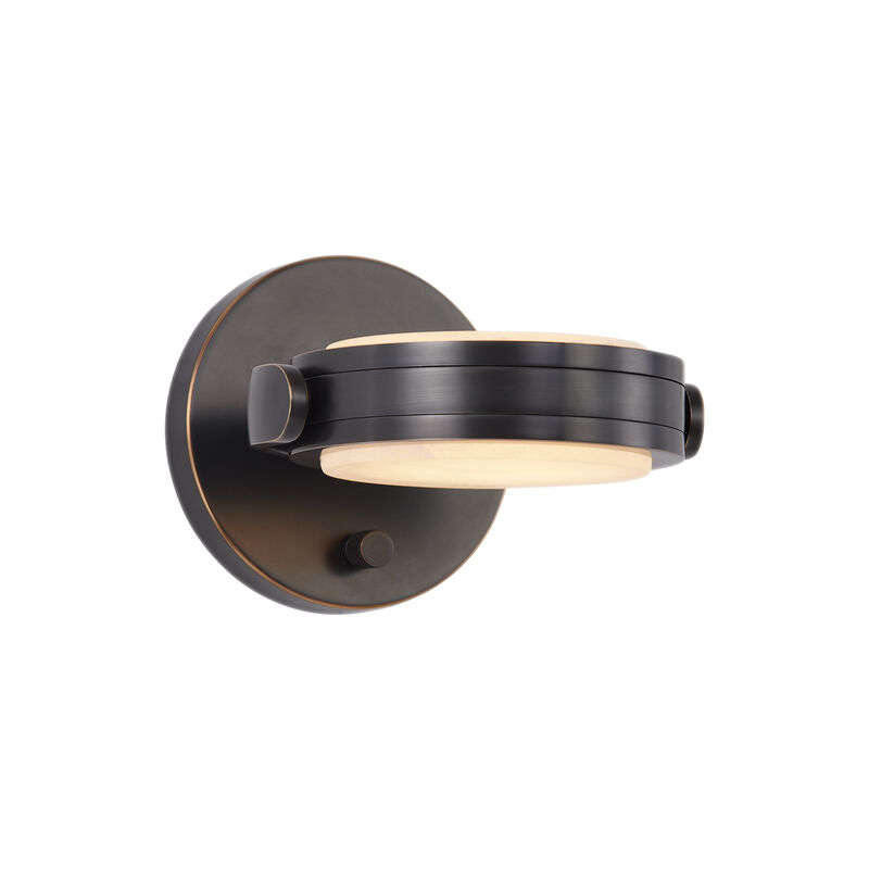 Blanco 6-in Alabaster Damp-Rated Dimmable LED Wall/Vanity Light with Urban Bronze Finish image number 0