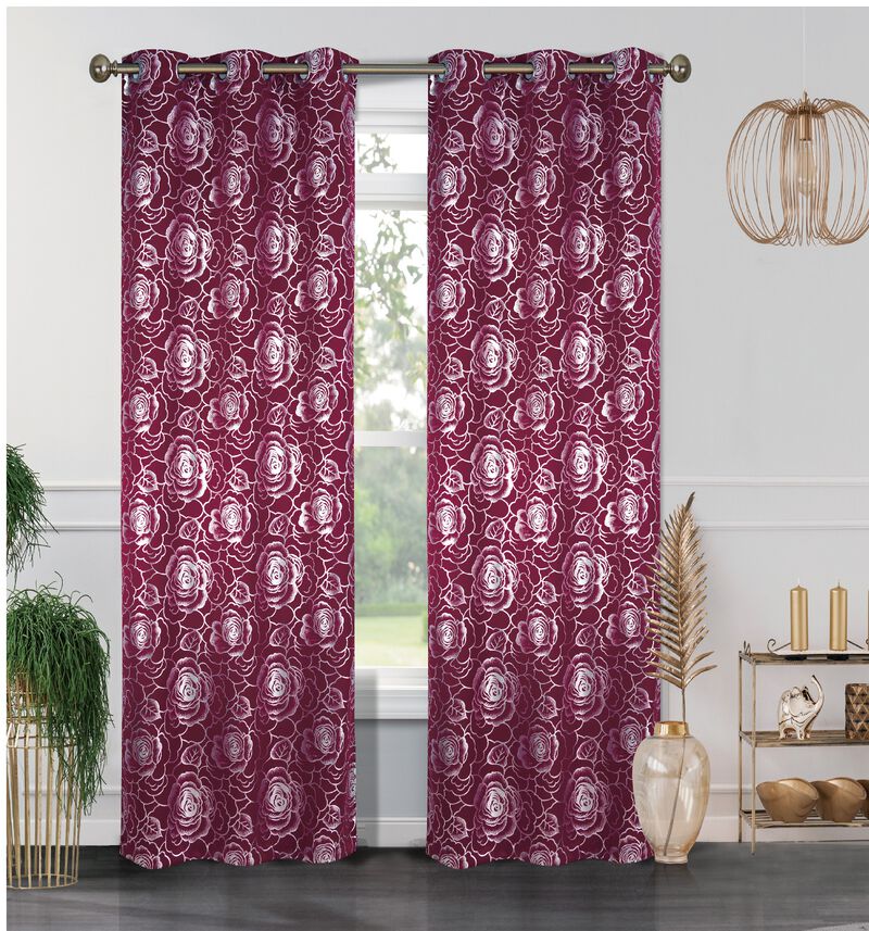 Floral Metallic Blackout Thermal Grommet Curtain Panels (Set of 2) image number 0