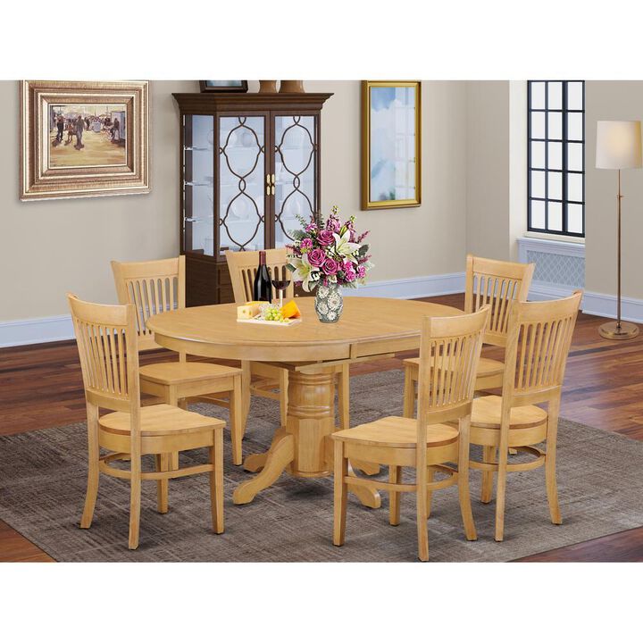 7 PC Dining room set for 6-Table with Leaf and 6 Dining Chairs.