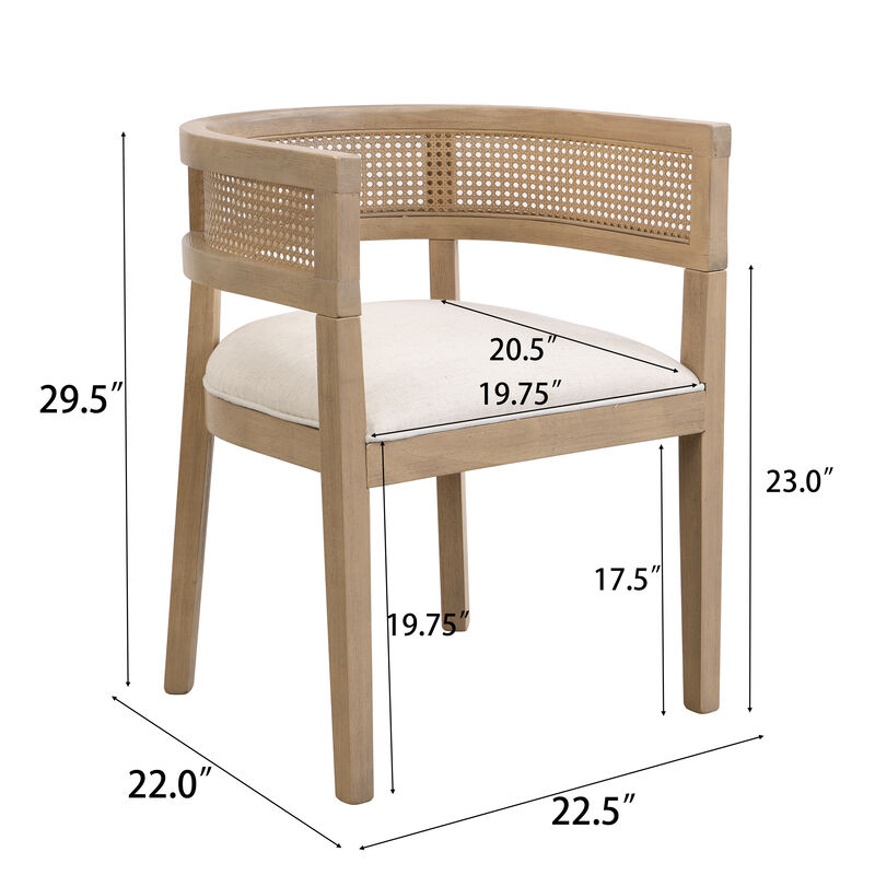 Christopher Knight Home Ember 19.75" Seat Height Upholstered Rubberwood Tub Dining Chairs with Cane Back(Set of 2)