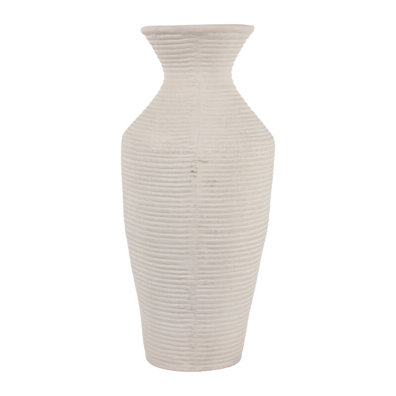 Paper Mache Ribbed Vase, Ivory image number 4