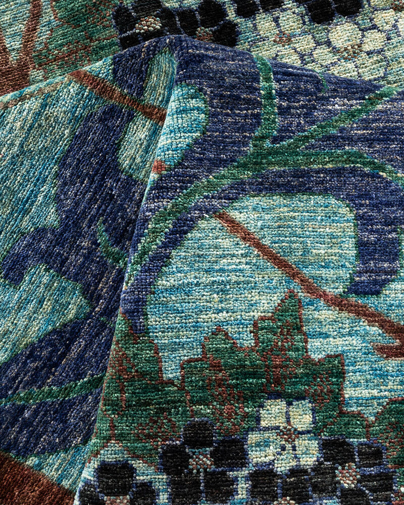 Arts & Crafts, One-of-a-Kind Handmade Area Rug  - Light Blue, 18' 1" x 11' 10"