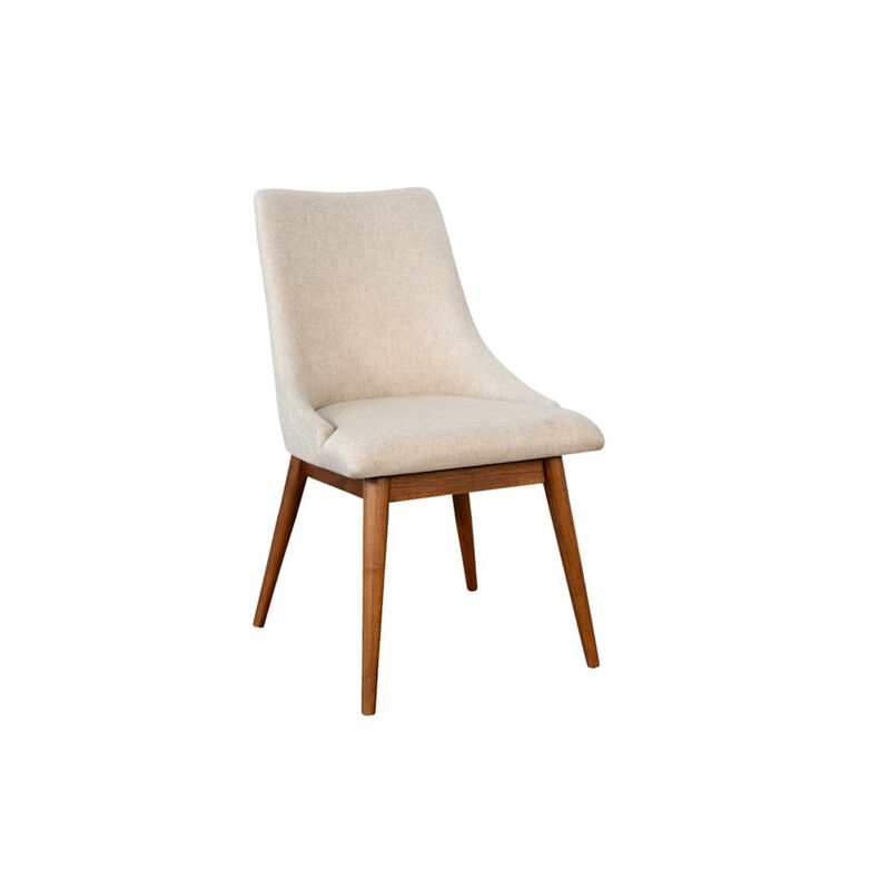 Sunny Designs Mid-Century Modern Upholstered Dining Chair, Wooden Legs (Set of 2) image number 0