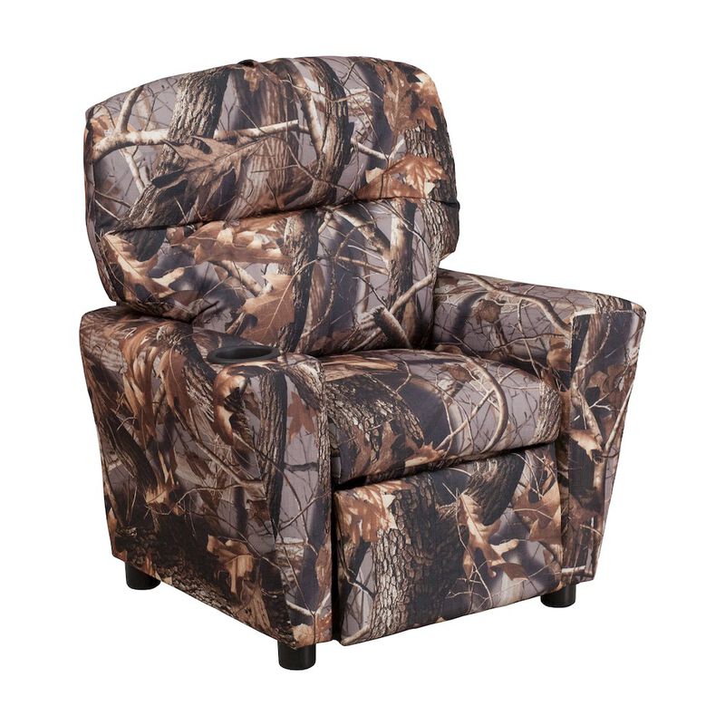 Flash Furniture Contemporary Camouflaged Fabric Kids Recliner with Cup Holder