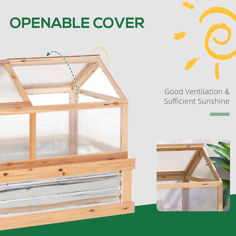 Hivvago Wooden Elevated Planter with Greenhouse Lid image number 6