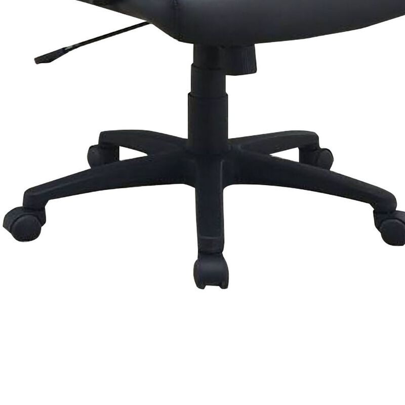 Office Chair with Horizontally Tufted Padded Back, Black-Benzara