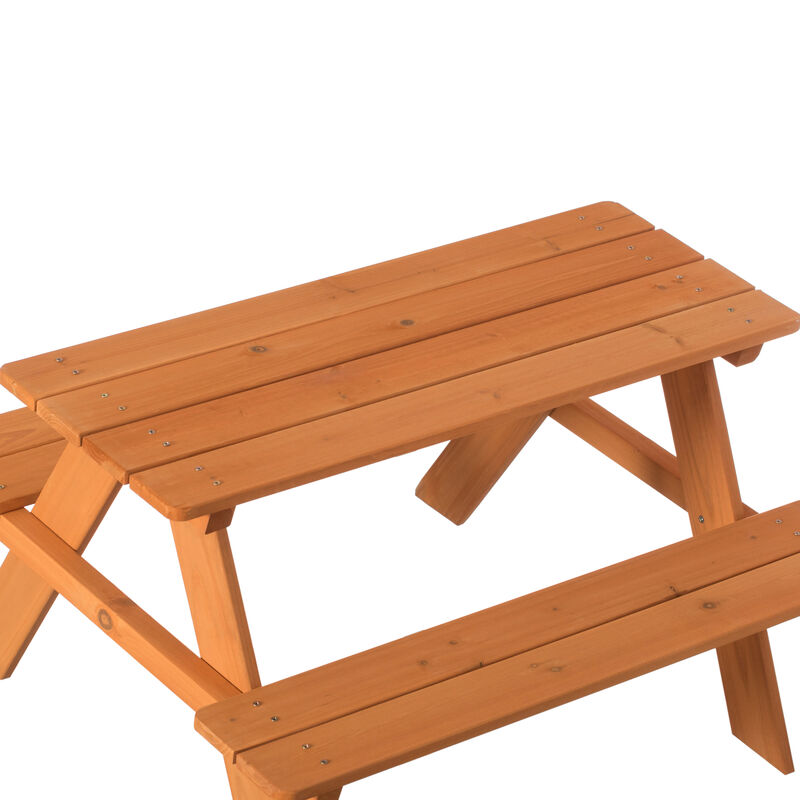 Wooden Kids Outdoor Picnic Table for Garden and Backyard, Stained