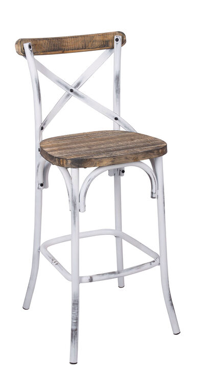 ACME Zaire Bar Chair, Antique White & Antique Oak