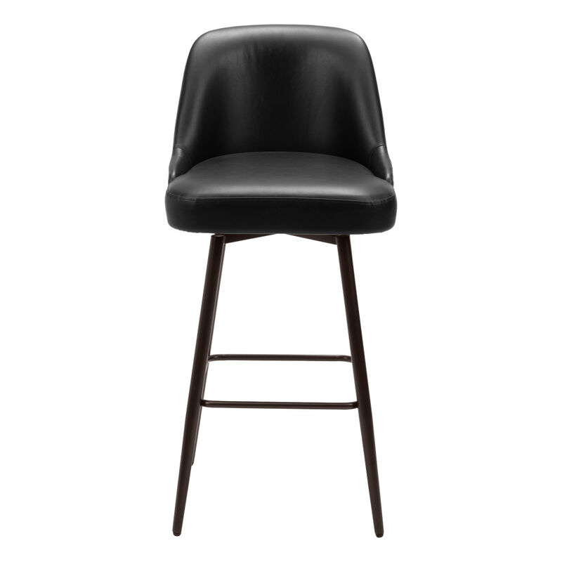 HomeRoots 30" Black And Bronze Faux Leather And Steel Bar Height Swivel Bar Chair image number 0
