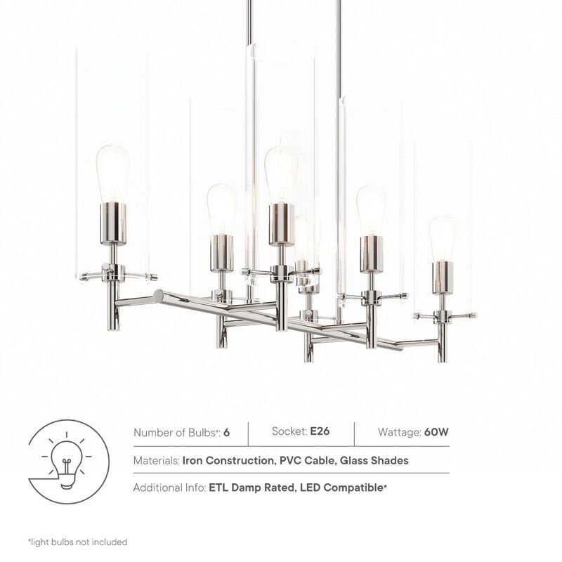Modway Skylark 6-Light Chandelier in Clear Polished Nickel image number 7