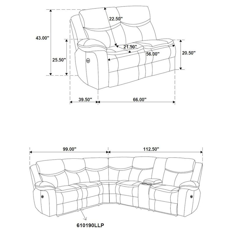 Coaster Co. of America Sycamore Upholstered Power Reclining Sectional Sofa Brown image number 3